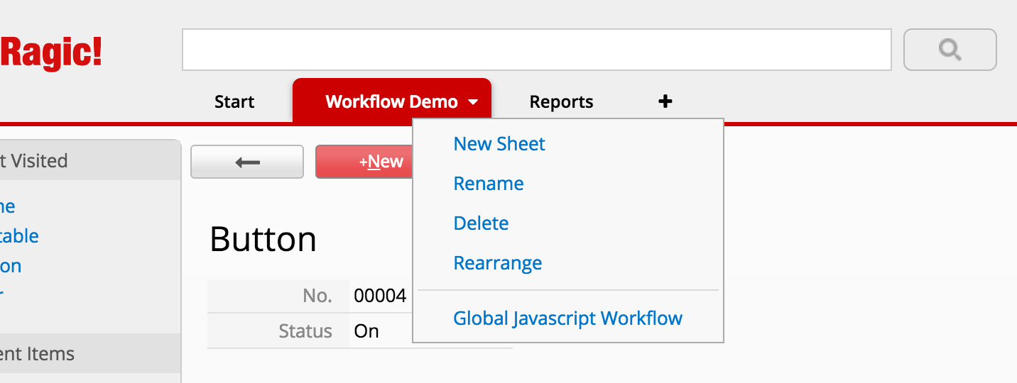 Right-click tab for Global Javascript Workflow