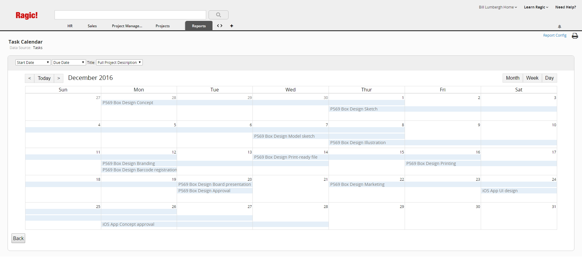 Calendar Report