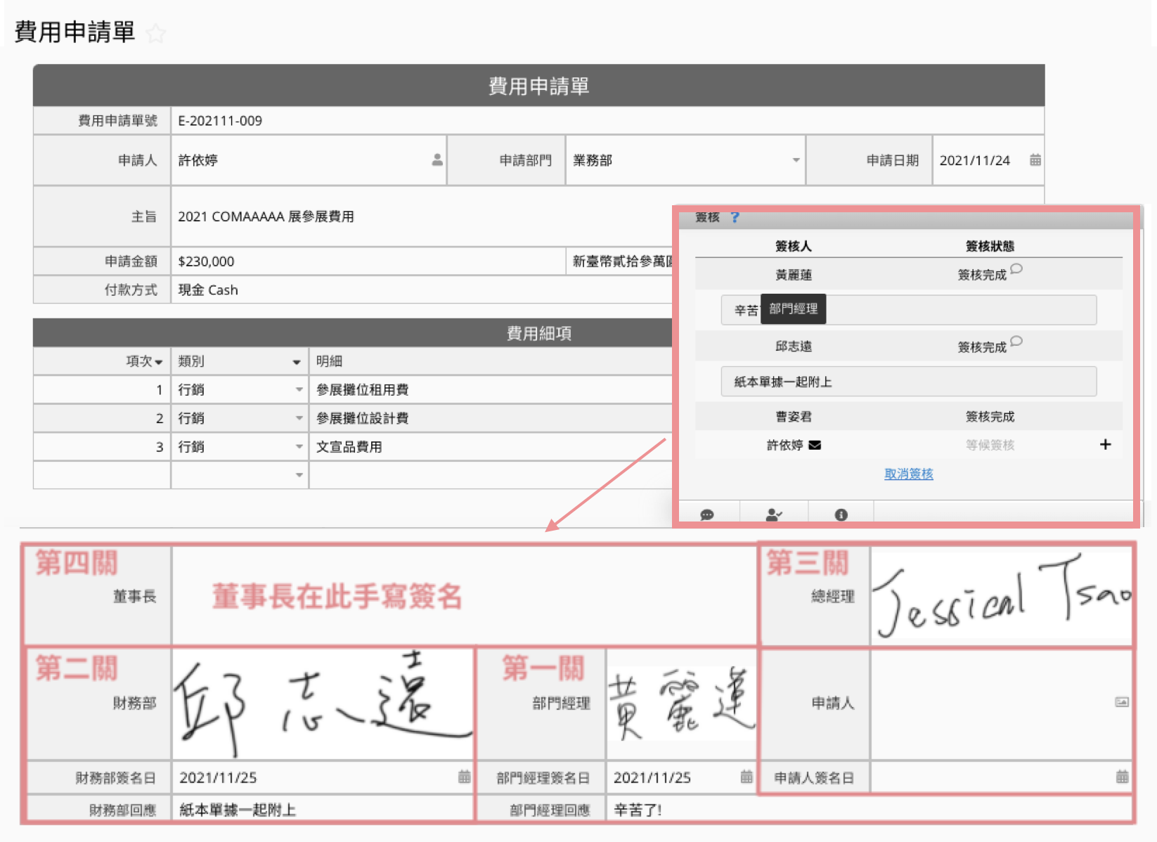 把“在线签核信息”变成表单上可排版的字段，电子/打印件需求都兼顾 Icon