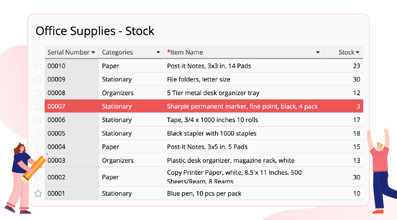 Track all supplies in one sheet