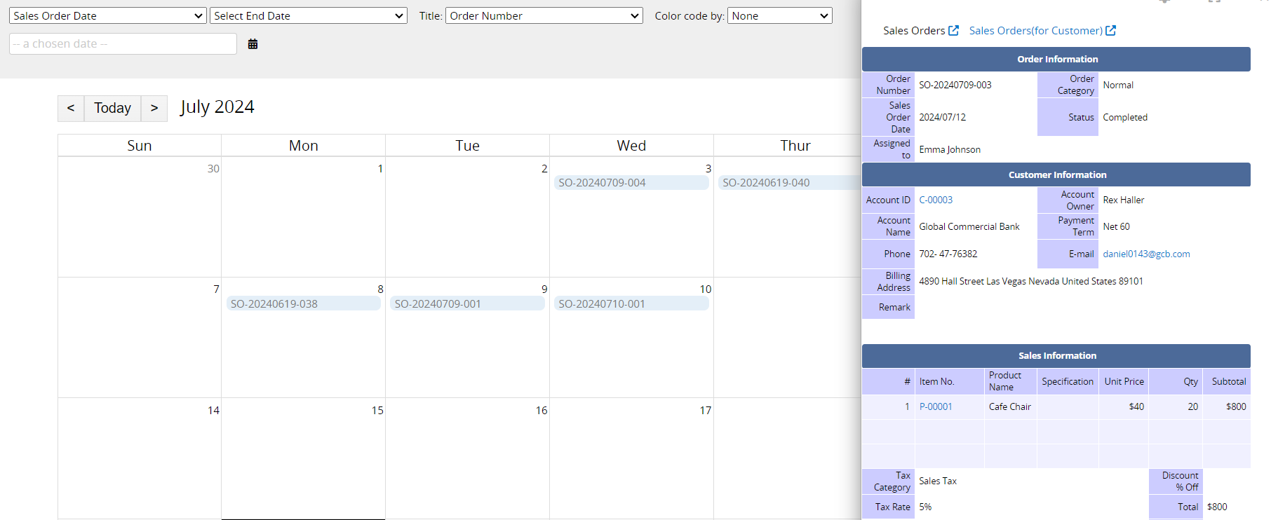 Calendar Report