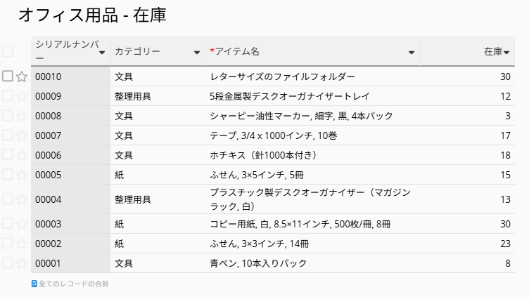 すべての備品を1つのシートで管理