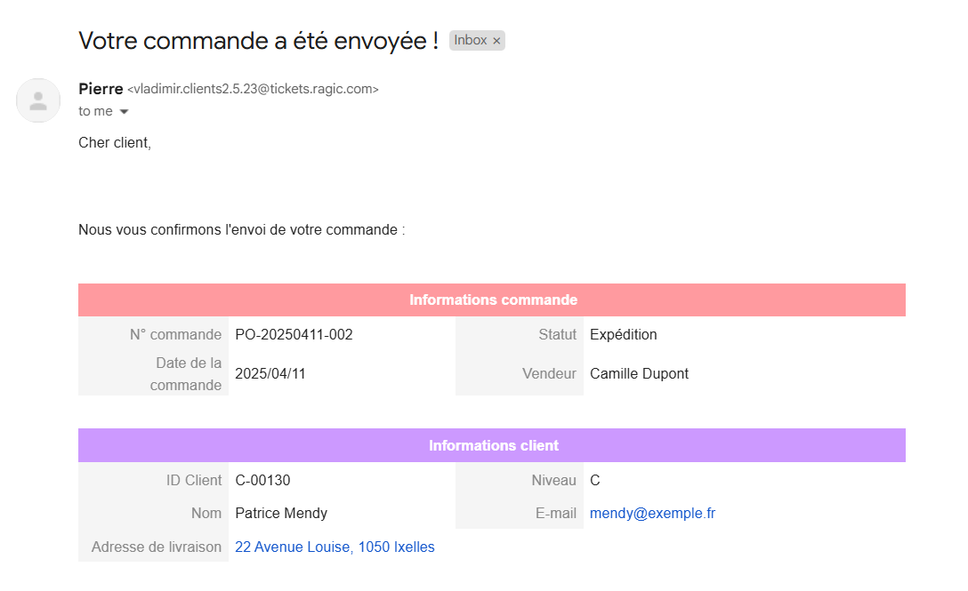 Envoyez un e-mail en un seul clic
