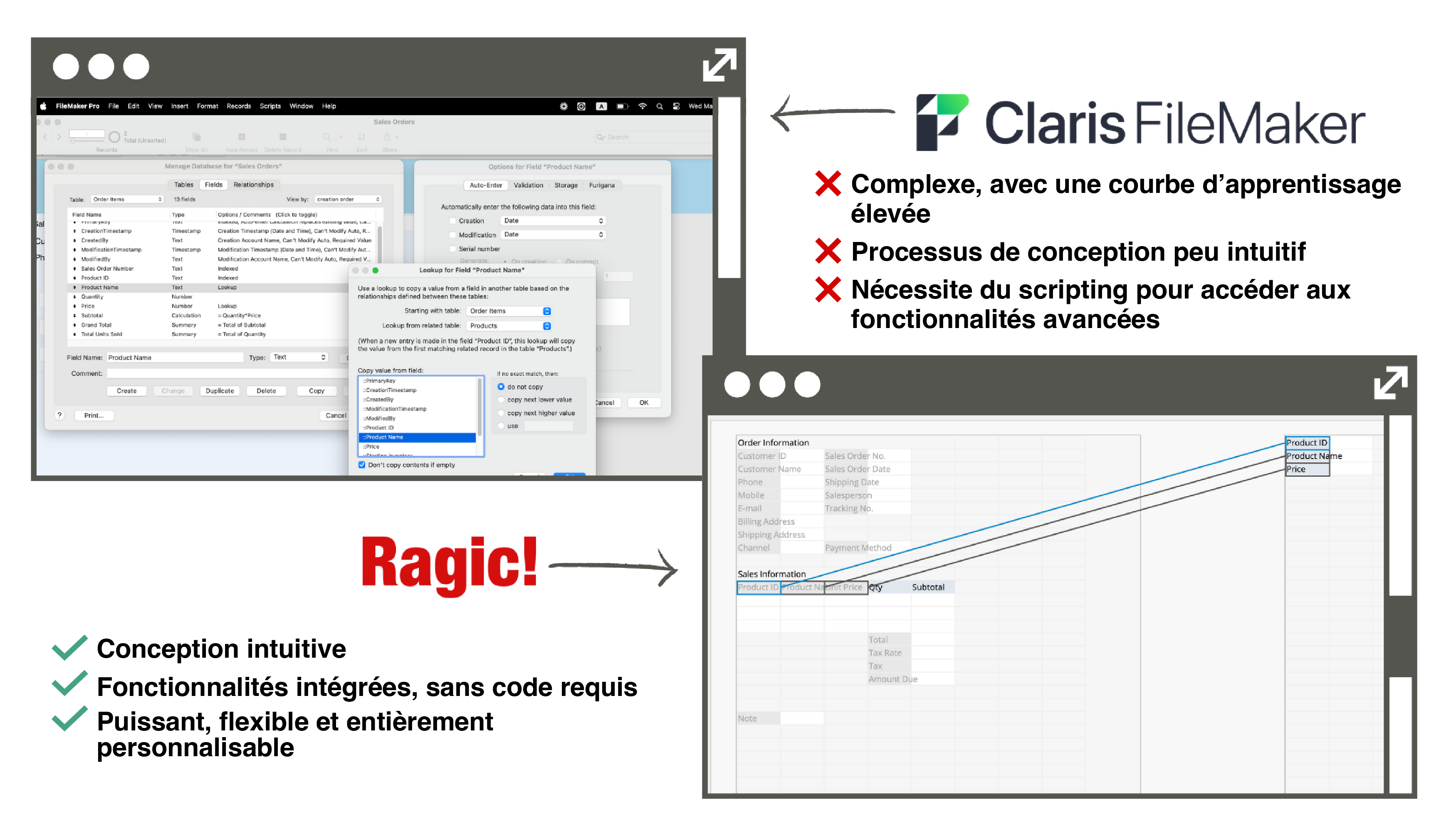Interface Claris FileMaker Pro vs Ragic