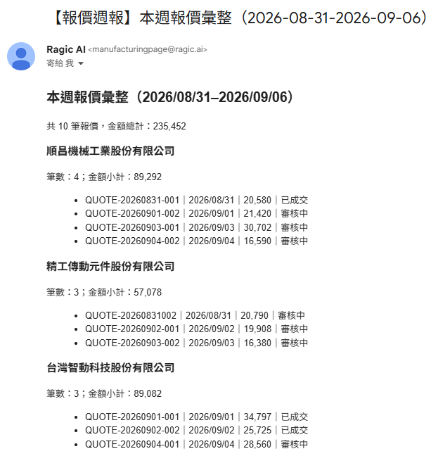 報價紀錄統整 Agent