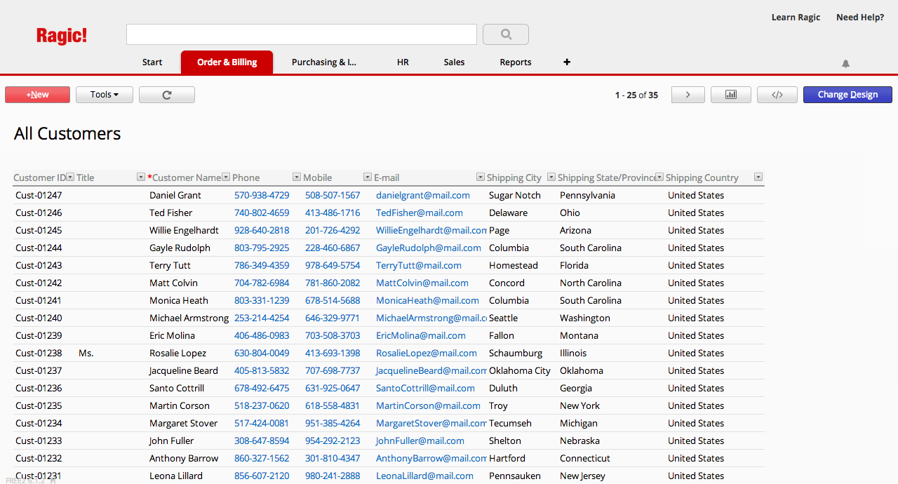 Hiding the left sidebar
