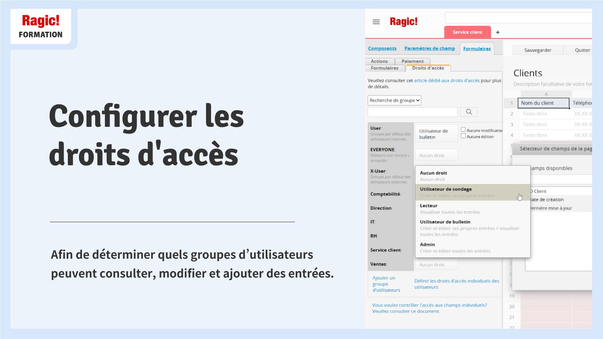 Configurer les droits d'accès